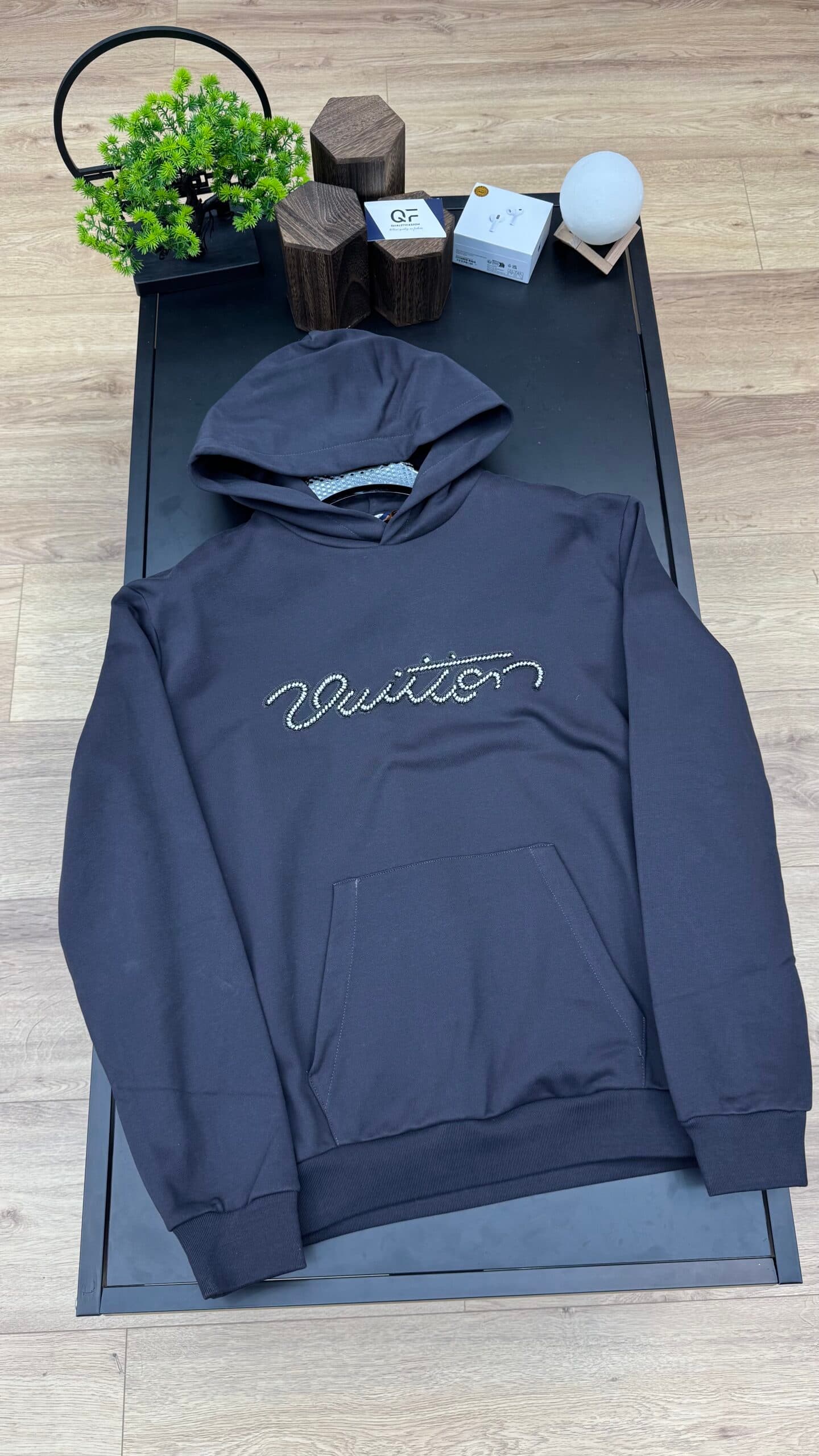 Louis Vuitton Embellished Signature Hoodie Black