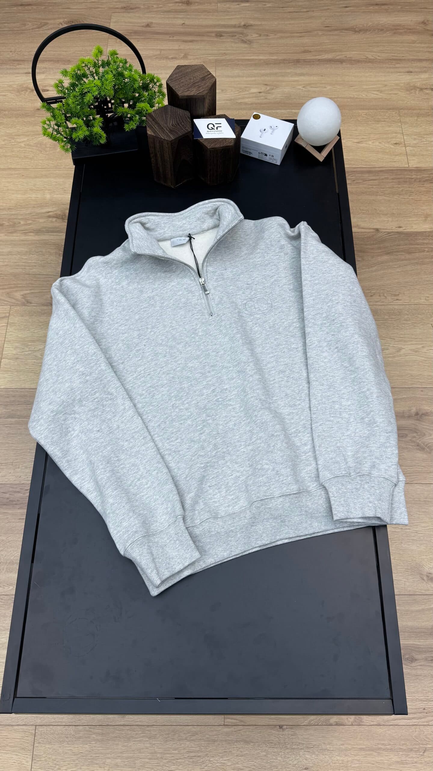 Dior CD Icon 1/4 Sweater Zipper Grey