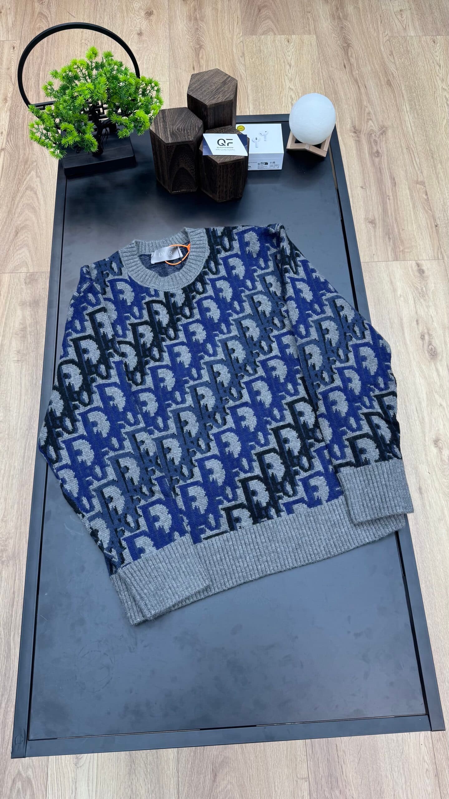 Dior Oblique Knit Sweater Navy Blue