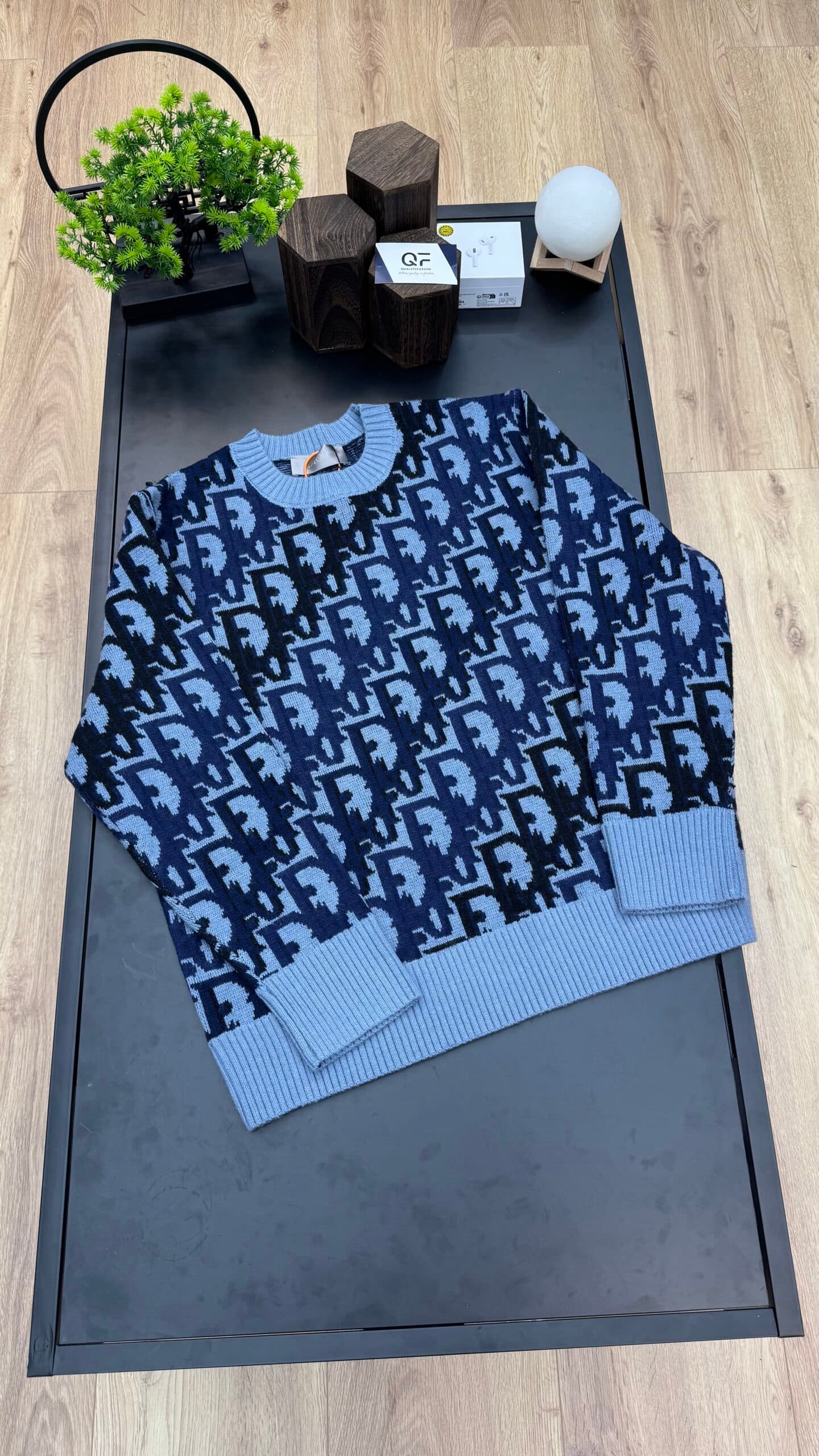 Dior Oblique Knit Sweater Blue