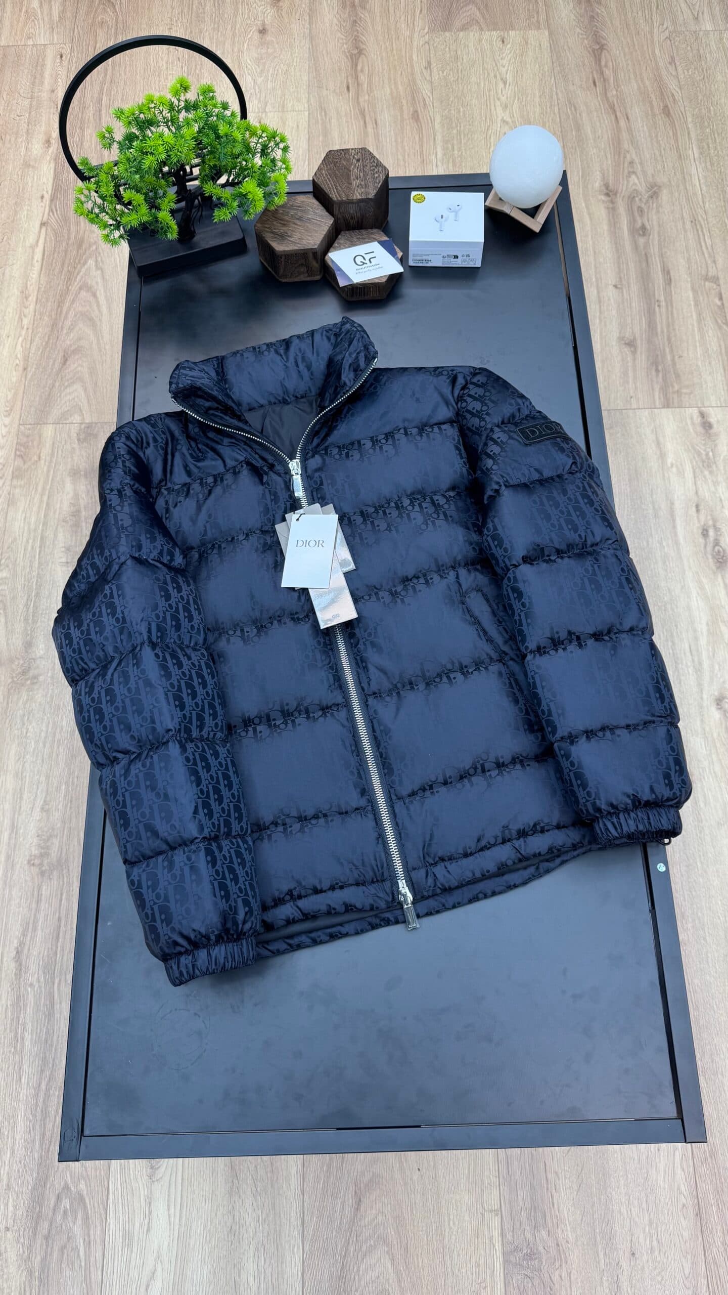Dior Oblique Puffer Jacket Navy Blue