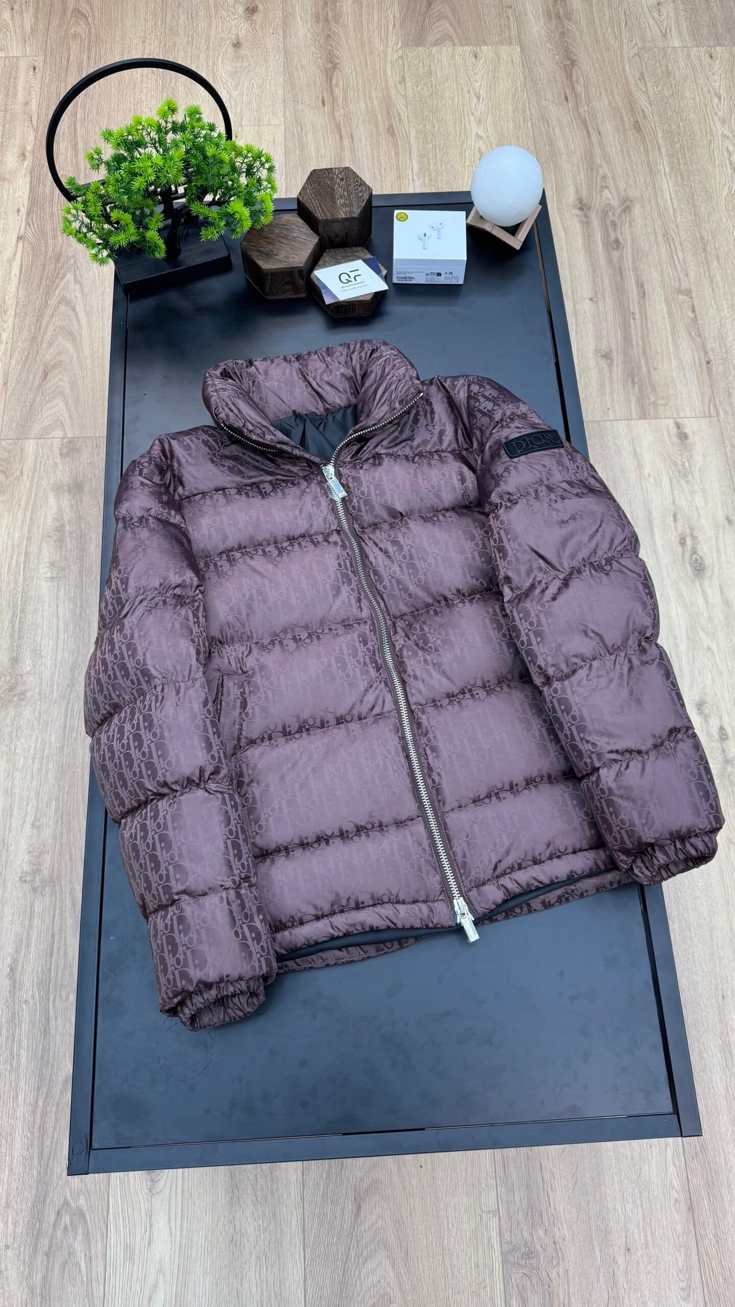 Dior Oblique Puffer Jacket Bordeaux
