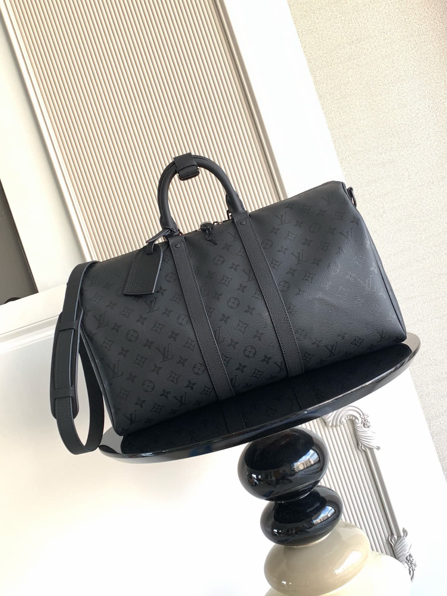 Louis Vuitton Keepall Bandoulière Monogram Duffel Bag Black