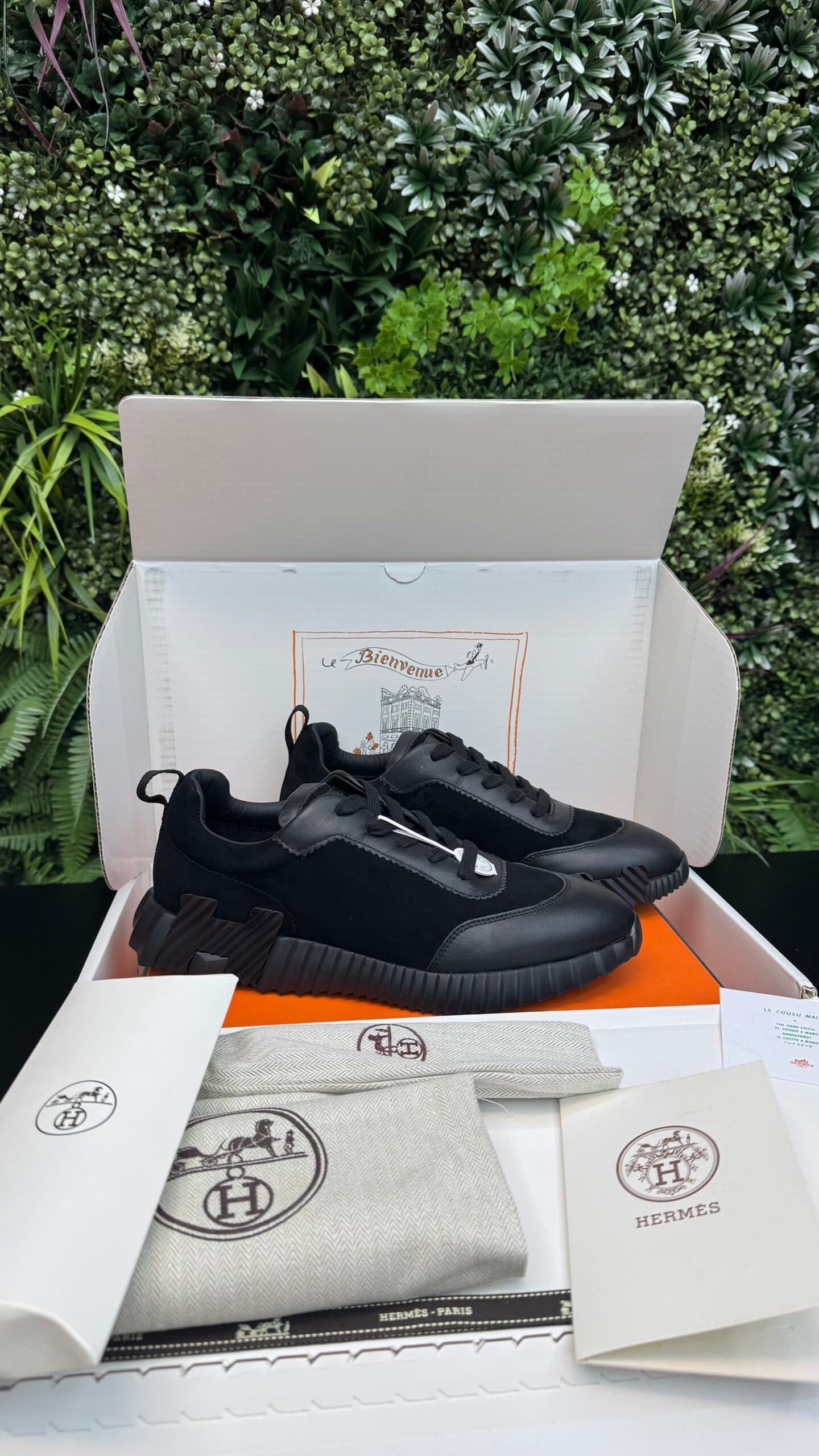 Hermes Bouncing Half Leather Suede black