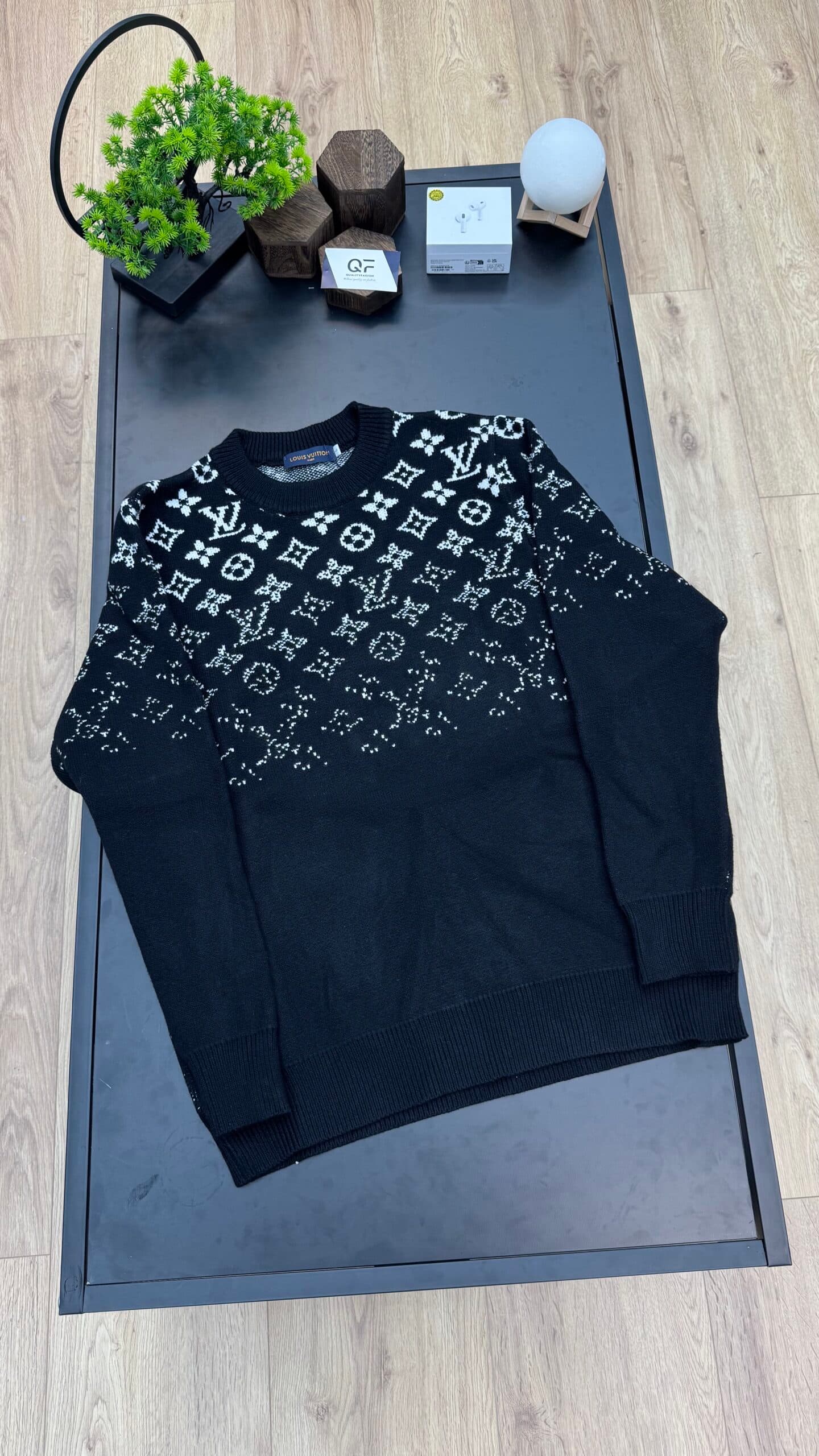 Louis Vuitton Wool Half Monogram Sweater Black
