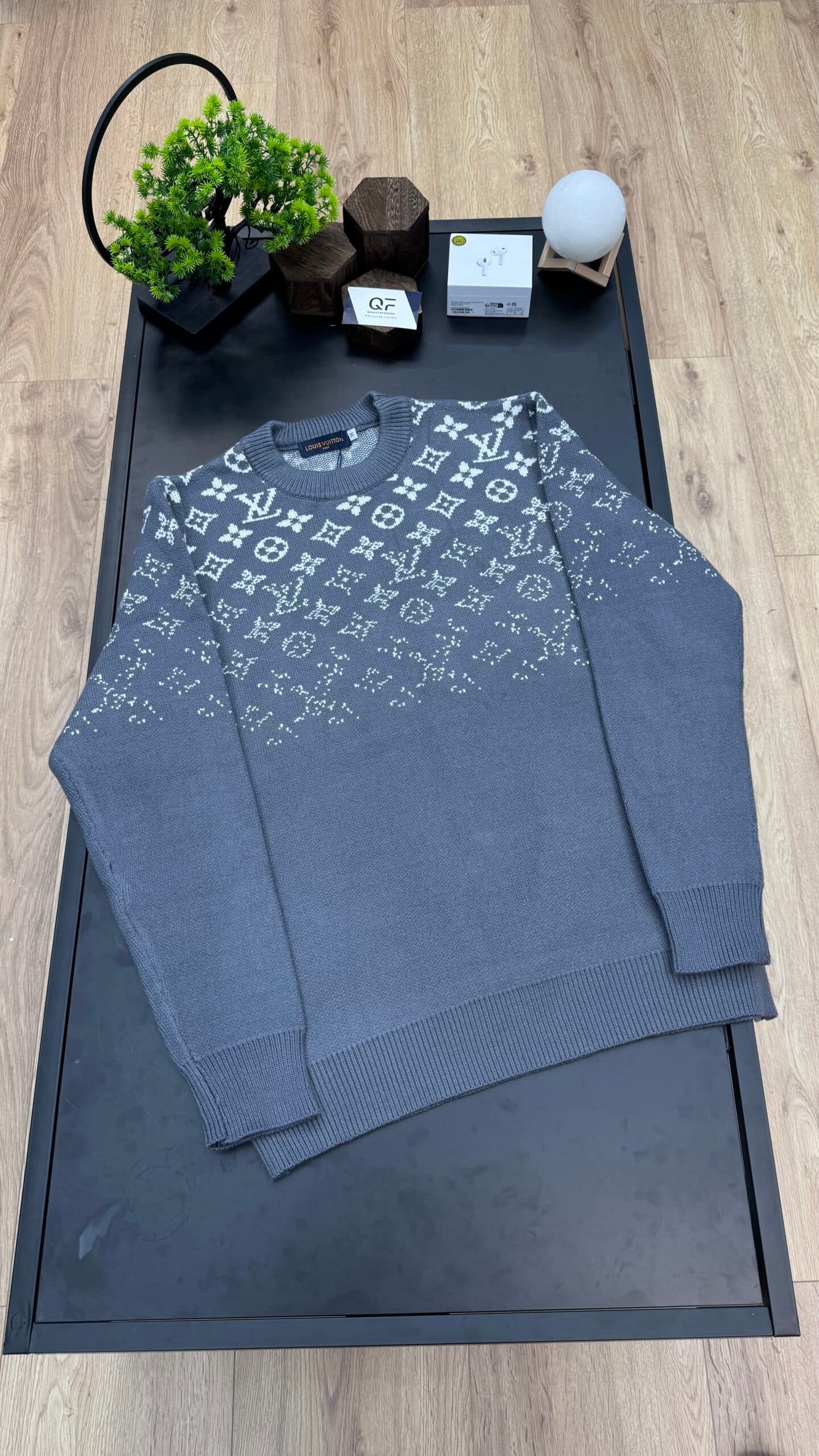 Louis Vuitton Wool Half Monogram Sweater Grey
