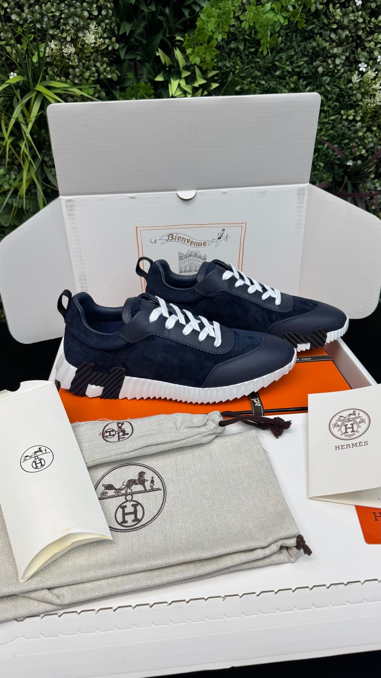 Hermes Bouncing Suède Navy Blue Black H